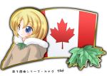  1girl blonde_hair blue_eyes canada canadian_flag flag leaves maple_leaf murakami_senami 