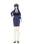  1girl black_hair gloves hat miniskirt peaked_cap police police_uniform policewoman skirt solo uniform white_gloves 