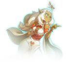  1girl aniripsa bare_shoulders blonde_hair dark_skin detached_sleeves dofus eniripsa green_eyes krosmaga long_hair official_art one_eye_closed panties pointy_ears solo underwear white_clothes white_panties 