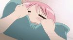  1girl animated animated_gif nonohara_yuzuko pillow pink_hair yuyushiki 