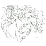  2girls bandage bouncing_breasts braid breasts chiyoshi_(sevendw) female fighting hong_meiling ibaraki_kasen large_breasts limited_palette long_hair monochrome multiple_girls spot_color touhou white_background 