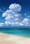  beach blue_sky clouds commentary_request cumulonimbus_cloud day highres horizon landscape nature no_humans ocean original outdoors sand scenery shjjy296 shore sky summer 