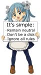  1girl blue_hair female full_body holding open_mouth shiny shiny_hair sign simple_background solo text transparent_background wikipe-tan wikipedia 