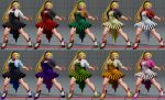  1girl 3d alternate_color alternate_costume alternate_hairstyle blonde_hair cammy_white capcom dress fighting_stance high_heels multiple_views street_fighter street_fighter_v toned variations 