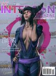  1girl alternate_costume breasts capcom center_opening cleavage cover drill_hair glowing glowing_eye han_juri hand_on_hip highres looking_at_viewer magazine_cover muhammed_ansar_ali nail_polish realistic solo street_fighter street_fighter_iv street_fighter_iv_(series) twin_drills 