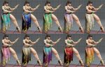  1girl 3d alternate_color alternate_costume alternate_hairstyle bikini bikini_top breasts capcom chun-li cleavage fighting_stance multiple_views sandals sarong street_fighter street_fighter_v swimsuit toned variations 