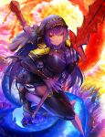  breasts large_breasts orange_eyes purple_hair scathach_(fate/grand_order) spear 