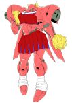  90s bow cheerleader full_body gerbera_tetra green_eyes gundam gundam_0083 hair_bow leg_warmers mecha no_humans one-eyed pom_poms shouji_nigou white_background 