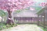 architecture c.z. cherry_blossoms east_asian_architecture forest grass hakugyokurou highres house nature no_humans scenery sky spring_(season) touhou tree 