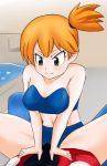  1girl a.k.o.t. breasts green_eyes grinding gym_leader kasumi_(pokemon) orange_hair pokemon red_(pokemon) short_hair side_ponytail smile solo swimsuit 