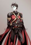  1boy artist_request batman_(series) belt blue_eyes cape character_name dc_comics gloves male_focus simple_background solo source_request tim_drake 