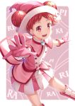  1girl backlighting double_bun earrings gloves harukaze_doremi hat heart highres jewelry looking_at_viewer ojamajo_doremi open_mouth outstretched_arms pleated_skirt red_eyes redhead skirt smile witch_hat yuuri_nayuta 