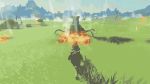  1boy 3d animated animated_gif battle blonde_hair fire horse link nintendo shield sword the_legend_of_zelda the_legend_of_zelda:_breath_of_the_wild weapon 