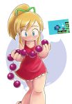  1boy 1girl anal_beads blonde_hair blush capcom child dress hair_ribbon ribbon robojanai rockman rockman_(character) rockman_(classic) roll sexually_suggestive shiny shiny_hair short_hair 