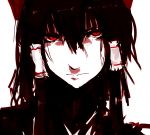  bow face hair_bow hair_tubes hakurei_reimu monochrome portrait red red_eyes serious touhou unknown_(artist) 