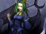  bat_wings cervus green_eyes green_hair hat mima smirk touhou wings wizard_hat 