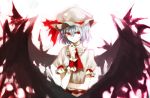  blue_hair hat red_eyes remilia_scarlet shion_(mamuring) short_hair smile solo touhou wings 