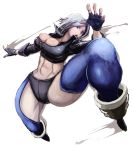  angel_(kof) breasts bursting_breasts eroquis fingerless_gloves foreshortening gloves king_of_fighters large_breasts muscles snk solo thigh-highs thighhighs white_hair 