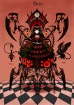  black_hair dress eagle flower gia gothic_lolita highres lolita_fashion mecha red_rose rose skull 
