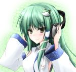  frog green_hair hair_ornament headphones kochiya_sanae snake touhou 