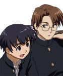  azumanga_daioh black_hair brown_eyes genderswap glasses lowres male mizuhara_koyomi school_uniform shiwashiwa_no_kinchakubukuru smile takino_tomo 