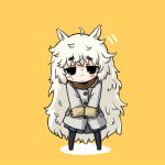  alpaca-san animal_ears chibi coat eyebrows long_hair nekoyama original pantyhose skirt white_hair 