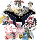  backpack bag bat_wings blonde_hair blue_eyes blue_hair brown_hair bunny_ears cat_ears chen drill earrings fox_tail getter_robo hairband hakurei_reimu hat highres jewelry kawashiro_nitori key konpaku_youki konpaku_youmu long_hair multi_tail multiple_tails nagae_iku parody polearm purple_hair rabbit_ears red_eyes reisen_udongein_inaba remilia_scarlet scarf shawl shin_getter_robo short_hair silver_hair spear spear_the_gungnir tail tonbi touhou translated twintails weapon wings yakumo_ran yukkuri_shiteitte_ne 