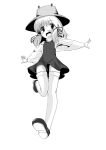  eyes hat loa monochrome moriya_suwako open_mouth short_hair thigh-highs thighhighs touhou 