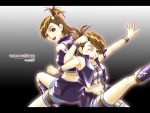  back-to-back back_to_back cool_&amp;_sexy_(idolmaster) futami_ami futami_mami hair_bobbles hair_ornament hidepapa idolmaster locked_arms multiple_girls siblings sisters twins wallpaper 