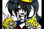   black_hair blonde_hair blue_rose crown hitobashira_alice_(vocaloid) kagamine_len kagamine_rin little_dream red_eyes vocaloid  