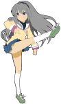  berry_jou clannad flat_color grey_hair hairband high_kick kick long_hair sakagami_tomoyo school_uniform 