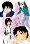  ayanami_rei ayanami_rei_(cosplay) blush cosplay everyone genshiken glasses ikari_gendou kuchiki_manabu lowres madarame_harunobu neon_genesis_evangelion ogiue_chika parody plugsuit sasahara_kanji sweat translation_request 