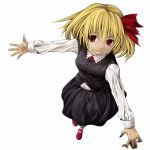  blonde_hair cervus from_above grin hair_ribbon red_eyes ribbon rumia smile touhou 