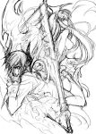  cc code_geass creayus gloves horns lelouch_lamperouge lineart long_hair monochrome sketch sword weapon wings zero_(code_geass) 