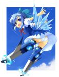  ? blue_eyes blue_hair bow cirno hair_bow panties parody short_hair side-tie_panties strike_witches striker_unit striker_units toichi touhou underwear wings ⑨ 