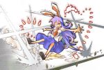  ara_ta bad_id bullet bunny_ears carrot clip danmaku necktie outstretched_arms rabbit_ears reisen_udongein_inaba spread_arms tie_clip touhou 