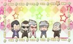  akagi_shigeru blue_eyes chibi hat hirayama_yukio ichikawa_(akagi) ichikawa_(character) mahjong muramasa nise-akagi parody saki short_hair silver_hair smile sunglasses urabe urabe_(akagi) urabe_(mstchan) washizu_iwao 