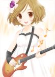  brown_hair don&#039;t_say_lazy don't_say_&quot;lazy&quot; dress guitar hirasawa_yui instrument k-on! kousumi short_hair solo 