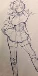  1girl breasts female hat large_breasts magical_girl mahou_shoujo_madoka_magica negresco photo sketch skirt smile tomoe_mami traditional_media twintails wink 