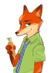  artist_request carrot disney fox green_eyes light_smile looking_at_viewer nick_wilde simple_background upper_body zootopia 