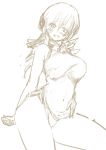  1girl bare_legs breasts chinese_clothes female large_breasts magical_girl mahou_shoujo_madoka_magica monochrome negresco panties sketch smile solo tomoe_mami twintails underwear white_background 