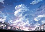  artist_name blue_sky clouds fence grass morning no_humans plant scenery sign sky star_(sky) starry_sky text watermark web_address 