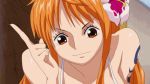  1girl aliasing animated animated_gif breasts cleavage large_breasts long_hair nami_(one_piece) one_piece tagme 