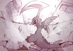  artist_request claws dragon fangs garchomp looking_at_viewer mega_garchomp mega_pokemon monochrome nintendo pokemon tail 