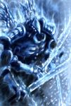  1boy armor artist_request blizzard cocytus_(overlord) extra_eyes fangs insect male_focus multiple_arms overlord_(maruyama) shoulder_armor solo sword 