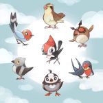  artist_request clouds fletchling hoothoot no_humans pidgey pidove pikipek pokemon pokemon_(game) starly tagme taillow 