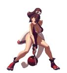  animated animated_gif bare_legs bouncing_breasts breasts brown_hair cleavage high_ponytail japanese_clothes king_of_fighters king_of_fighters_xiii large_breasts long_hair ninja no_bra pelvic_curtain pixel_art ponytail revealing_clothes shiranui_mai sideboob tabi 