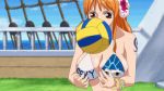  1girl aliasing animated animated_gif breasts cleavage flower large_breasts long_hair nami_(one_piece) one_piece tagme volleyball 
