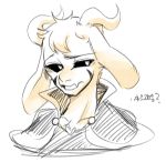 1boy adult asriel_dreemurr asriel_hyperdeath_adult black_sclera caprine god_of_hyperdeath male_focus partially_colored solo tagme undertale upper_body white_background