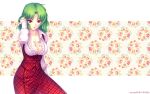  1girl breasts cleavage dress female green_hair kazami_yuuka open_clothes open_shirt red_eyes sayori shirt short_hair solo touhou twintails 